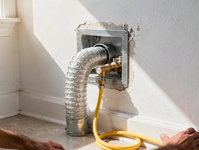 Canyon Lake Dryer Vent Cleaning certified technician performing specialized gas dryer vent cleaning in Canyon Lake